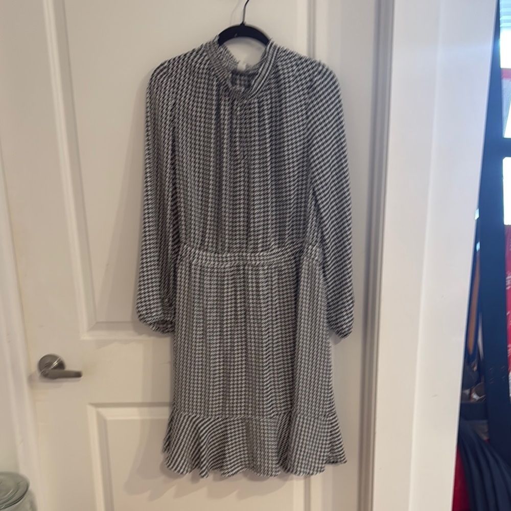 J. Crew Black and White Houndstooth Dress